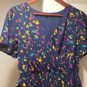 Faux wrap midi dress